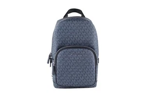 Michael Kors Cooper Medium Navy Signature PVC Sling Backpack - Picture 1 of 4