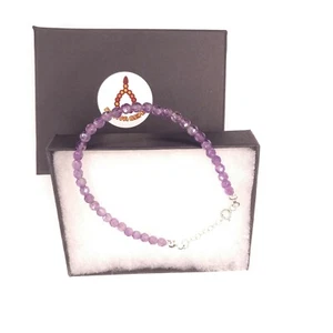 Elegante Piedra Preciosa Amatista Genuina 4mm Pulsera Delgada Plata Regalo de Navidad 754 - Imagen 1 de 12