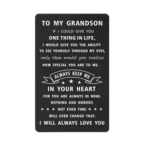 Grandson Gifts from Grandma to My Grandson Christmas Engraved Wallet Card Ins... - Picture 1 of 5