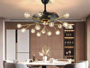 Sputnik Chandelier Ceiling Fan with Light and Remote, Modern Branches Pendant - Picture 1 of 14