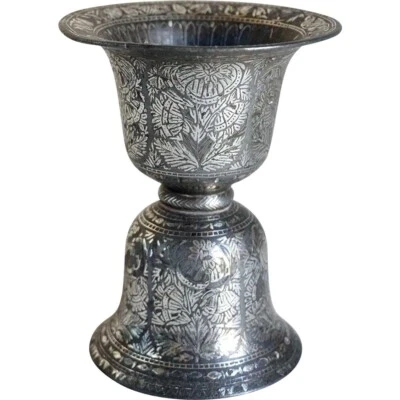Indian Mughal prata incrustada Bidri Spittoon (Peekdaan/Thookadaan) - Imagem 1 de 4