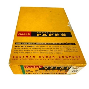 Kodak SEALED box Velox F-2 photo paper 2 1/2 x 3 1/2 expired 1971 - Picture 1 of 4