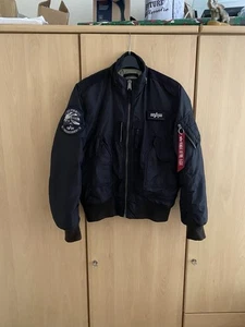 Vintage Alpha Industries Flight Jacket M Black Original Patches Classic Bomber - Bild 1 von 13