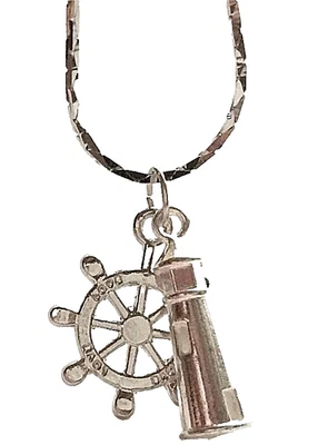 Collar Faro Náutico 18" Plateado Barco Rueda Isla Playa Barco  Foto 1 de 4