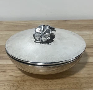 El De Uberti Italy Lidded Bowl Lucky 4 Leaf Clover Silver Plate Candy Dish - Picture 1 of 13