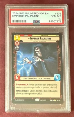 2024 Star Wars Unlimited Spark of Rebellion Emperor Palpatine 135 PSA 10 English - Image 1 of 2