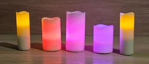 5 Piece Flameless Wax LED Colour Changing Pillar Candles - Picture 1 of 14