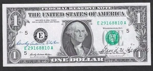 1969 $1 Federal Reserve Note DUAL COURTESY AUTOGRAPHS of Elston and Kennedy CU - Picture 1 of 2