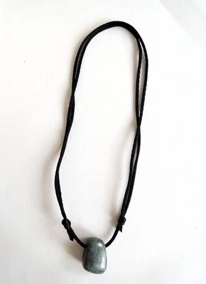 Moosachat Anhänger  Grau / Blau Gr.27x19mm mit Kordelband  Damen Schmuck EA042 - Bild 1 von 3