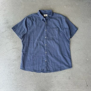 Marine Lagenlook Herren Kurzarm Hemd mit Knopfleiste XL blau strukturiert Baumwollmischung - Bild 1 von 6