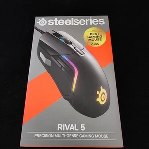 STEELSERIES Rival 5 RGB Optical Gaming Mouse Black New & Sealed D2 - Picture 1 of 2
