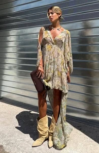 VESTIDO ZARA NUEVO SS25 ASIMÉTRICO LARGO ESTAMPADO ZW COLL. BOHO 2750/046_S,M - Imagen 1 de 15
