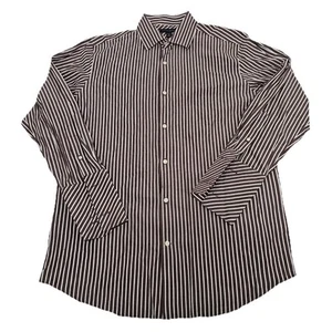 Banana Republic Shirt Fitted L 16-16.5 Brown Stripe Button Up Dress French Cuffs - Picture 1 of 10