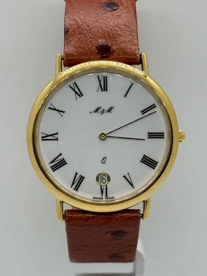 Reloj Pulsera M&M 4536 Hecho en Suiza Cuarzo 1999’s Fecha 36 mm De Colección Raro Foto 1 de 4