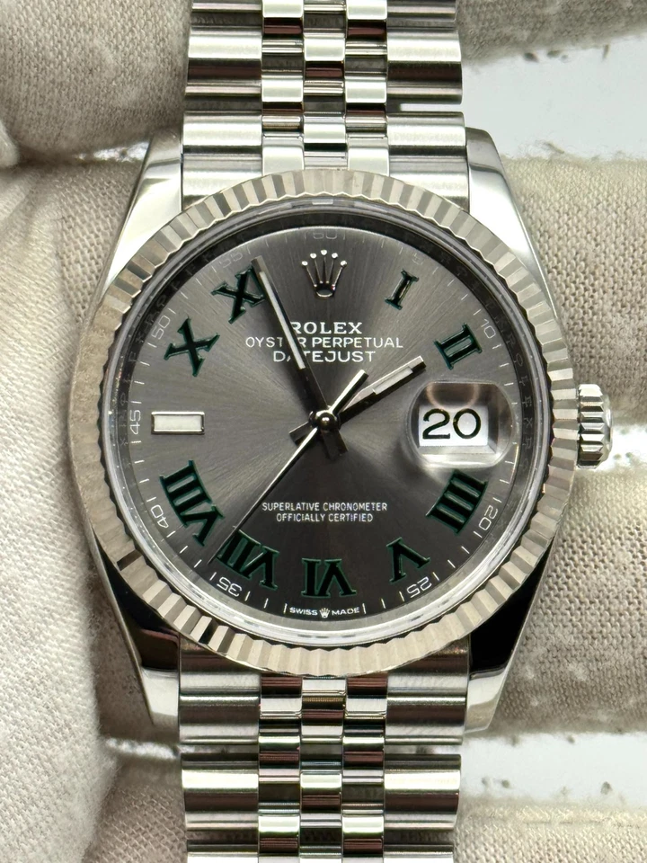 eBay Live Rolex Datejust 36 mm estriado Wimbledon Jubilee 126234 como nuevo 24/07 Foto 1 de 1