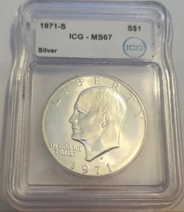 1971-S Eisenhower Dollar Silver MS67 ICG - PQ Great Value! - Picture 1 of 4