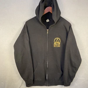 Outlaws Hoodie Mens Large Black Full Zip Pockets Biker Motorcycle California - Picture 1 of 9