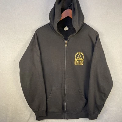 Outlaws Hoodie Mens Large Black Full Zip Pockets Biker Motorcycle California - Image 1 of 4