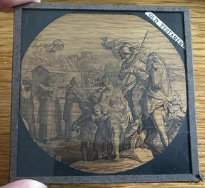 VINTAGE ANTIQUE MAGIC LANTERN SLIDE : BIBLICAL OLD TESTAMENT SCENE - Picture 1 of 2