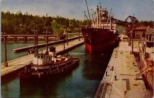 Postal Seattle Washington Gobierno Cerraduras Puget Sound Lake Union De Colección UNP - Imagen 1 de 2