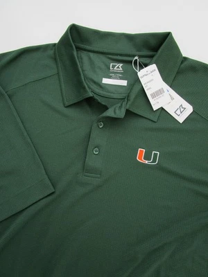 Mens 3XL Miami Hurricanes Cutter & Buck SS polo shirt green NWT - Image 1 of 4