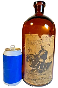 Antike Minard’s Flasche beschriftet MAN oder BEAST beschriftet Framingham Massachusetts - Bild 1 von 18