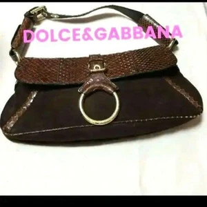 Bolso de Hombro Dolce&Gabbana Mujer Diseño Anillo Marrón Cuero Gamuza Lujo Elegante - Imagen 1 de 9