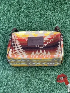 Pendleton Travel Kit With Leather Patch Makeup Bag Southwestern Pattern - Picture 1 of 11