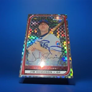 Jim Edmonds 2008 Topps Bowman Chrome Refractor On Card Auto 145/250 Chicago Cubs - Picture 1 of 2