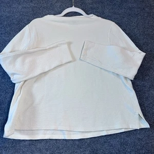Eileen Fisher Crepe Sweater M Ivory Ballet Neck Cotton Elastane Minimalist - Picture 1 of 16