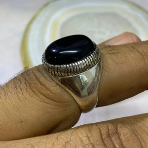 NICE arabic 925 Sterling Silver black onyx ring Handmade Luxury Mens Ring - Picture 1 of 8