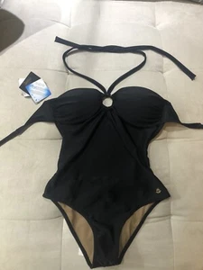🩱NWT Cia Marítima Black One Piece Bandeau Swimsuit Size Small Made In Brazil - Picture 1 of 9