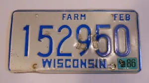 Placa de licencia agrícola de Wisconsin febrero de 1981 - Imagen 1 de 1