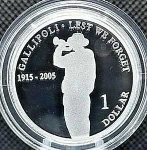 2005 $1 Proof Gallipoli 90 Years Fine Silver Coin a Perfect milk spot Error - Picture 1 of 4