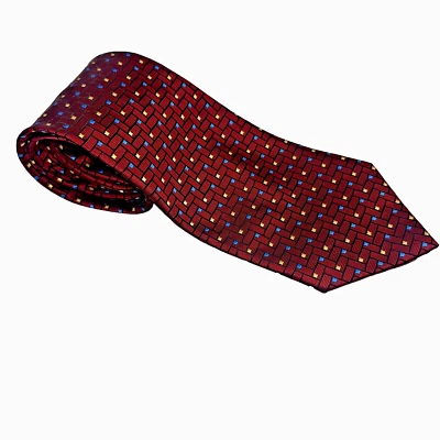 Umo Lorenzo Necktie Red/Blue/Yellow Artsy Geometric Pattern Polyester Tie 58"x4" - Изображение 1 из 4
