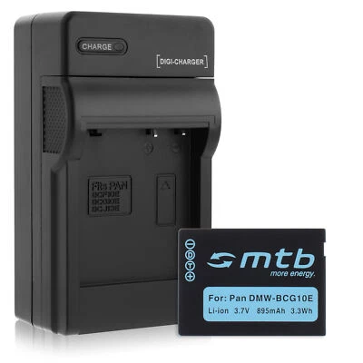 MTB MORE ENERGY Batterie DMW-BCG10E + Chargeur pour Panasonic Lumix DMC-TZ19, TZ20, TZ22