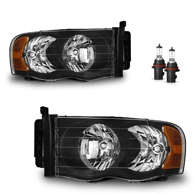 Pair Headlights For 2002-2005 Dodge Ram 1500 2500 3500 Amber Corner with Bulbs Foto 1 de 4