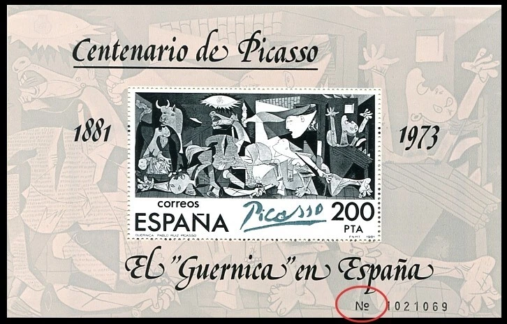 Z_545 1981 Spain art Picasso 1973 animals FAUNA SHEET TYPE 1 MNH - Image 1 of 1