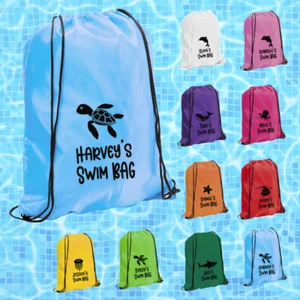 Personalised Aquatic Swimming Bag Children's Name Dolphin Turtle Shark Whale - Picture 1 of 21