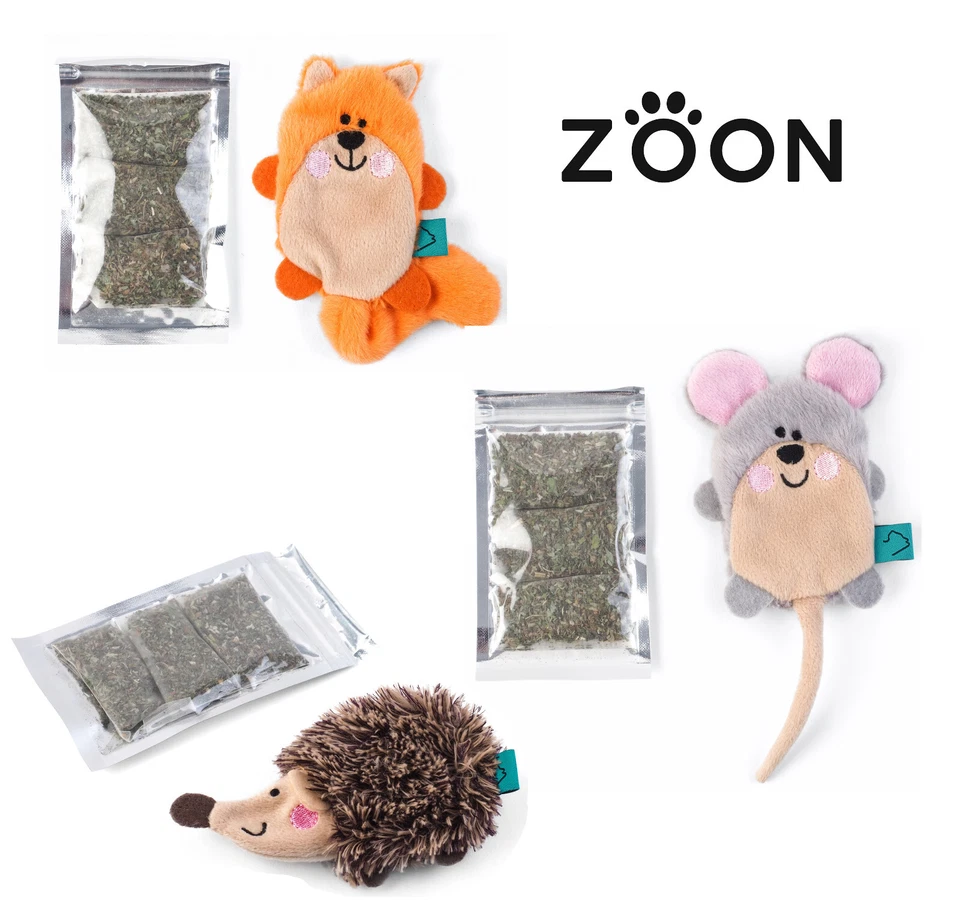 ZOON NIP-IT REFILLABLE CATNIP CAT KITTEN PLAY TOYS WITH CATNIP 3 STYLES