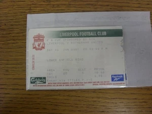 06/01/2001 Ticket: Liverpool v Rotherham United [FA Cup] (folded). Any faults wi - Picture 1 of 1