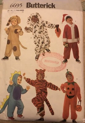 Butterick 6695 Kids Costumes Animal OnesiesDressmaking pattern Age 1-6 Cut To L - Image 1 of 2