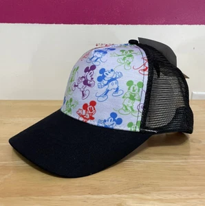 SOMBRERO DE CAMIONERO AJUSTABLE PARA HOMBRE DISNEY MICKEY MOUSE NEGRO BLANCO SNAPBACK - Imagen 1 de 7