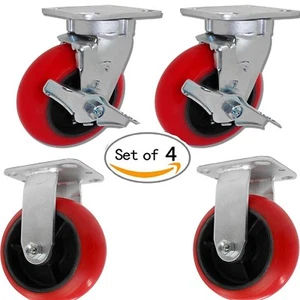 CASTERHQ- 6"x2" - 2x Swivel/Fixed Toolbox Caster Set Of 4 - 3,600 LBS Capacity - Picture 1 of 1