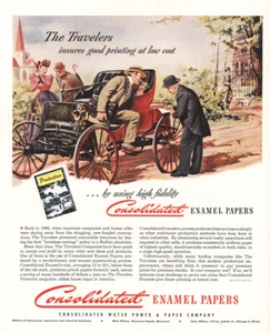 1950 Carte Smaltate Consolidate: Assicurazione Viaggiatori Pubblicità Stampa Vintage - Foto 1 di 1