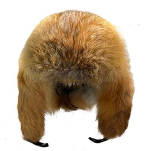 Sombrero de aviador Ushanka de cuero genuino de piel de zorro - cálido sombrero forrado de piel de invierno - Imagen 1 de 8