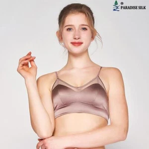 Women's Natural Silk Bra Wire Free Beauty Back Thin French Triangle Cup Push ... - Picture 1 of 12