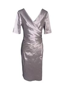 Ispirato Silver Mother Of Bride Groom Dress Size 12 Stretch Taffeta Xmas Party - Picture 1 of 4