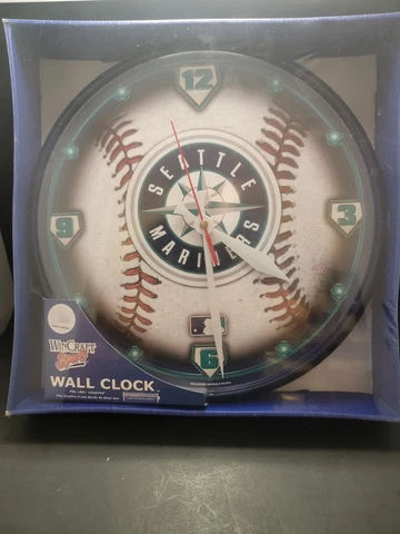 Seattle Mariners Logo on 12" Round Wall Clock by WinCraft New in Package Cover