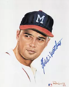 Eddie Mathews Signed Ron Lewis Baseball Photo Art Print Living Legends JSA LOA! - Picture 1 of 3